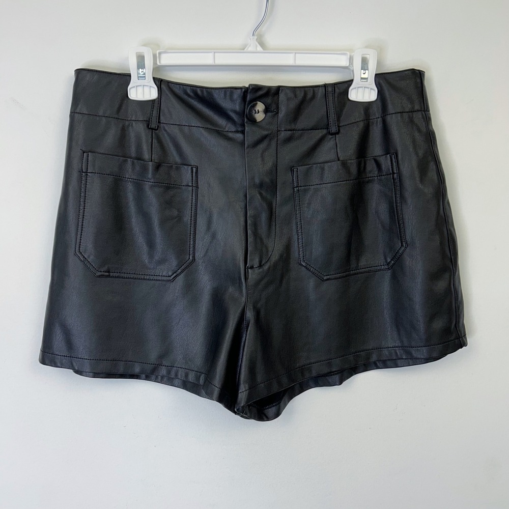 Anthropologie Maeve Colette Faux Leather High Rise Shorts Womens 33 Black - Picture 2 of 10
